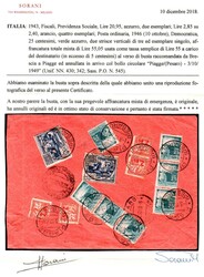 Racc. tassa a carico del destinatario da Brescia 1.10.49 a Piagge ...