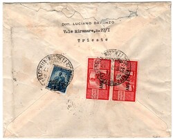 Racc. espr. da Trieste 30.6.50 a Roma con al retro Democr. 5 l. + ...