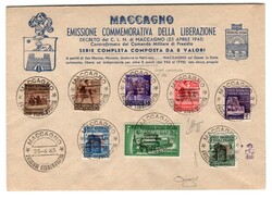 Maccagno PO + EX 8 val. cpl. con il 50 c. sopr. capovolta ...