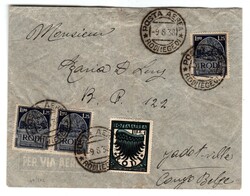 Congo Belga - lettera aerea da Rodi (Egeo) 9.8.38 a Jadotville con ...