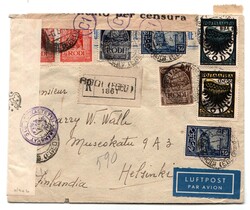 Finlandia - raccomandata da Rodi Egeo 6.5.42 ad Helsinki con vistosa ...
