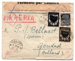 Olanda - lettera aerea da CALINO * EGEO * 31.10.40 A GOUDASH con ...