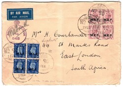 M.E.F. - Aer. dalla F.P.O. 3.2.43 in Sud Africa con quartina MEF 2 ...