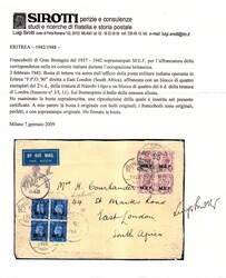 M.E.F. - Aer. dalla F.P.O. 3.2.43 in Sud Africa con quartina MEF 2 ...