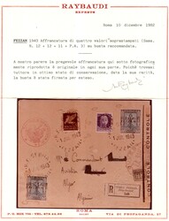 Racc. da Sebha Fezzan 1.7.43 per Algeri con soprastampa Fezzan 50 c ...