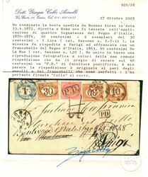 Da Buenos Aires 13.4.72 a Roma ove venne tassata con segnatasse 10 c. ...