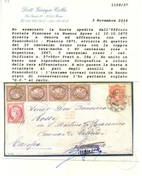 Da Buenos Aires 10.10.1875 a Genova con Argentina 5 c. + Francia ...