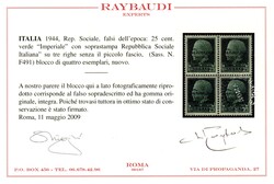 R.S.I. 25 c. falso dell'epoca di Genova in quartina (F.491). Cert. ...