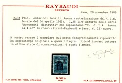 C.L.N. Arona - sopr. rossa su 1,25 l. Mon. distrutti (22). Raro: ...