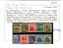 C.L.N. Ponte Chiasso - 10 val. cpl. (1/10). Bella e rara. Cert. Colla ...