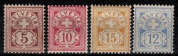 Svizzera - cifra sormontata da una croce 5 + 10 + 12 + 15 c. gomma ...