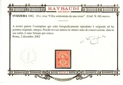Svizzera - cifra sormontata da una croce 5 + 10 + 12 + 15 c. gomma ...
