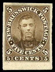 5¢ Connell imperforate single on wove paper, gummed, very scarce - ...