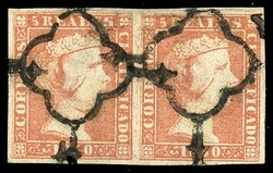 5r Red, a nice used pair with black 'spider' cancellations, ample to ...