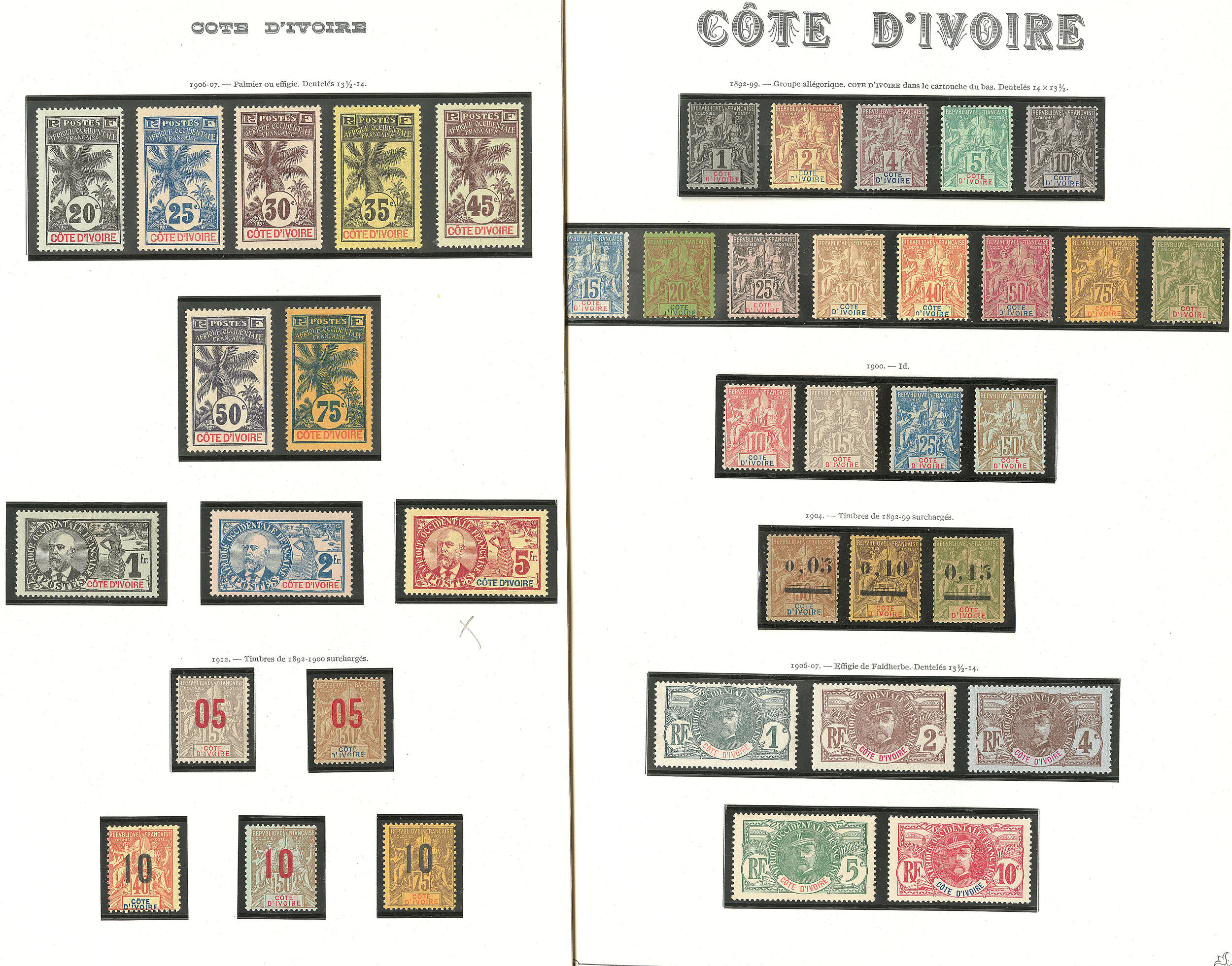 * Collection. 1892-1944 (Poste, Taxe), complète dont Palmiers. - TB ...