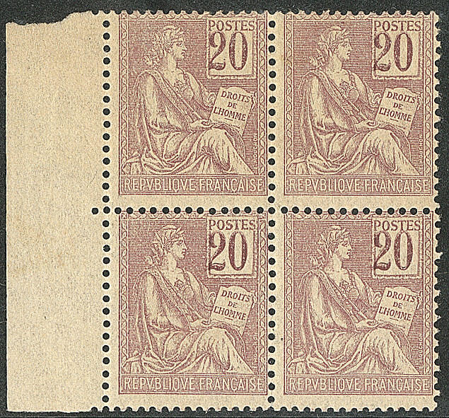 ** Mouchon. Chiffres foncés. No 113g, bloc de quatre bdf. - TB ...