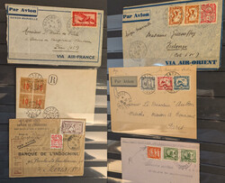 Lettre. Collection. 76 enveloppes de différents bureaux indochinois, ...