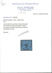 No 4bA (SG #7), bleu pâle, coupé en carré, avec initiales "EDW", ...