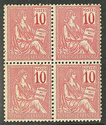 ** Mouchon. Chiffres recto-verso. No 112f, bloc de quatre. - TB ...
