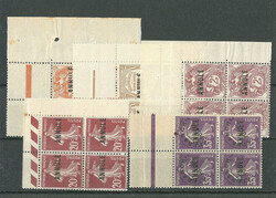 Annulé. Nos 25, 28, 29, 40, 48, tous en bloc de quatre bdf ou cdf. - ...