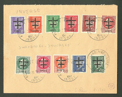 Aigurande. Surcharge renversée. Nos 1 à 11, sur enveloppe. - TB ...