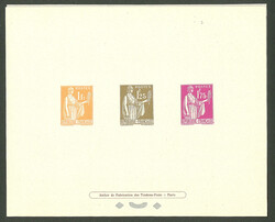 Epreuve collective. Nos 286 + 287 + 289, avec rabat, large charnière ...