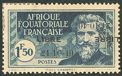 France-Libre. Double surcharge dont une renversée, avec "2" bouclé ...