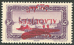 ALAOUITES. Poste aérienne. Surcharge rouge renversée. No 11d. - TB
