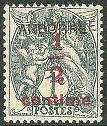 Double surcharge. No 1a, superbe. - R (cote Yvert: 4500 €)