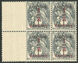Double surcharge. No 1a, bloc de quatre bdf, superbe. - R (cote Yvert ...