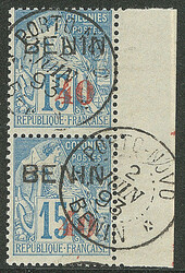 No 15, paire verticale bdf. - TB (cote Yvert: 320 €)