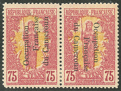 Occupation française. Paire avec surcharge tête-bêche. No 64b, ...