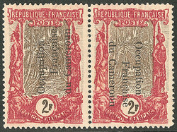 Occupation française. Paire avec surcharge tête-bêche. No 66b, ...