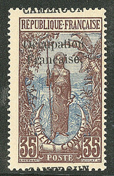Occupation française. Surcharge inversée, "CAMEROUN" en bas. No 76d ...