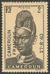 Surcharge noire. No 208a, gomme coloniale, pli horizontal, TB ...