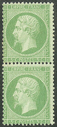 No 20, paire verticale, très frais. - TB (cote Yvert: 700 €)