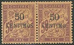 Taxe. Surcharge "CENTIMO", TAN. No 4b, paire. - TB (cote Yvert: 575 ...