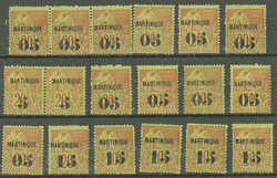 Nos 1 paire, 4 (11), 5 (5). - TB, B ou pd (cote Yvert: 1893 €)