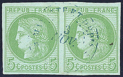 Précurseurs. CG 17, paire obl cad "Mayotte et Dép" bleu. - TB (cote ...