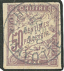 Précurseurs. Taxe. CG 23, obl cad bleu "Chingoni", superbe. - R