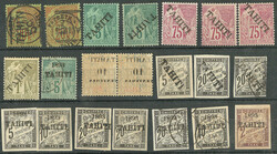 Lot. 1884-1893 (Poste, Taxe), bonnes valeurs dont N°22(pd), doubles ...