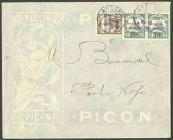 Nos 23E + 24 + 24B (paire), sur enveloppe d'Anecho 28.10.14 pour ...