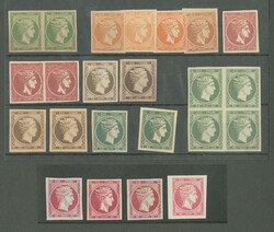 Faux. Ensemble de 23 valeurs entre les 5 et 60 Lepta, dont Fournier ...