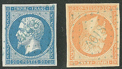 Varna. Nos 14, 16 (aminci), obl pc 4018 bleu. - TB (cote Yvert: 380 ...