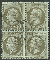 Shanghaï. No 19, bloc de quatre obl gc 5104 + cad arr. Lyon, plis, ...