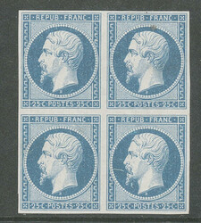 Présidence. 25c bleu, papier pelure, bloc de quatre. - TB (cote ...