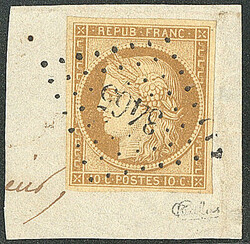 No 1, obl pc 3465 (Valderiès), sur petit fragment. - TB (cote Yvert  ...