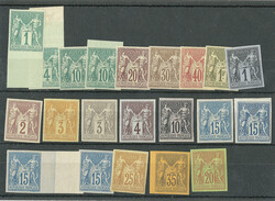 Non dentelé. Nos 61a, 63a, 65a(2), 67a, 69a, 70a, 72a, 83d, 85b/89b, ...