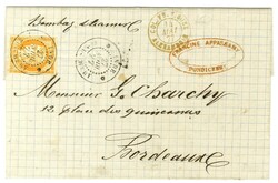 Càd INDE / PONDICHERY / Col. Gen N° 13 sur lettre pour Bordeaux. ...