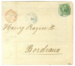 Càd bleu INDE / PONDICHERY / Col. Gen. N° 17 (leg def) sur imprimé ...